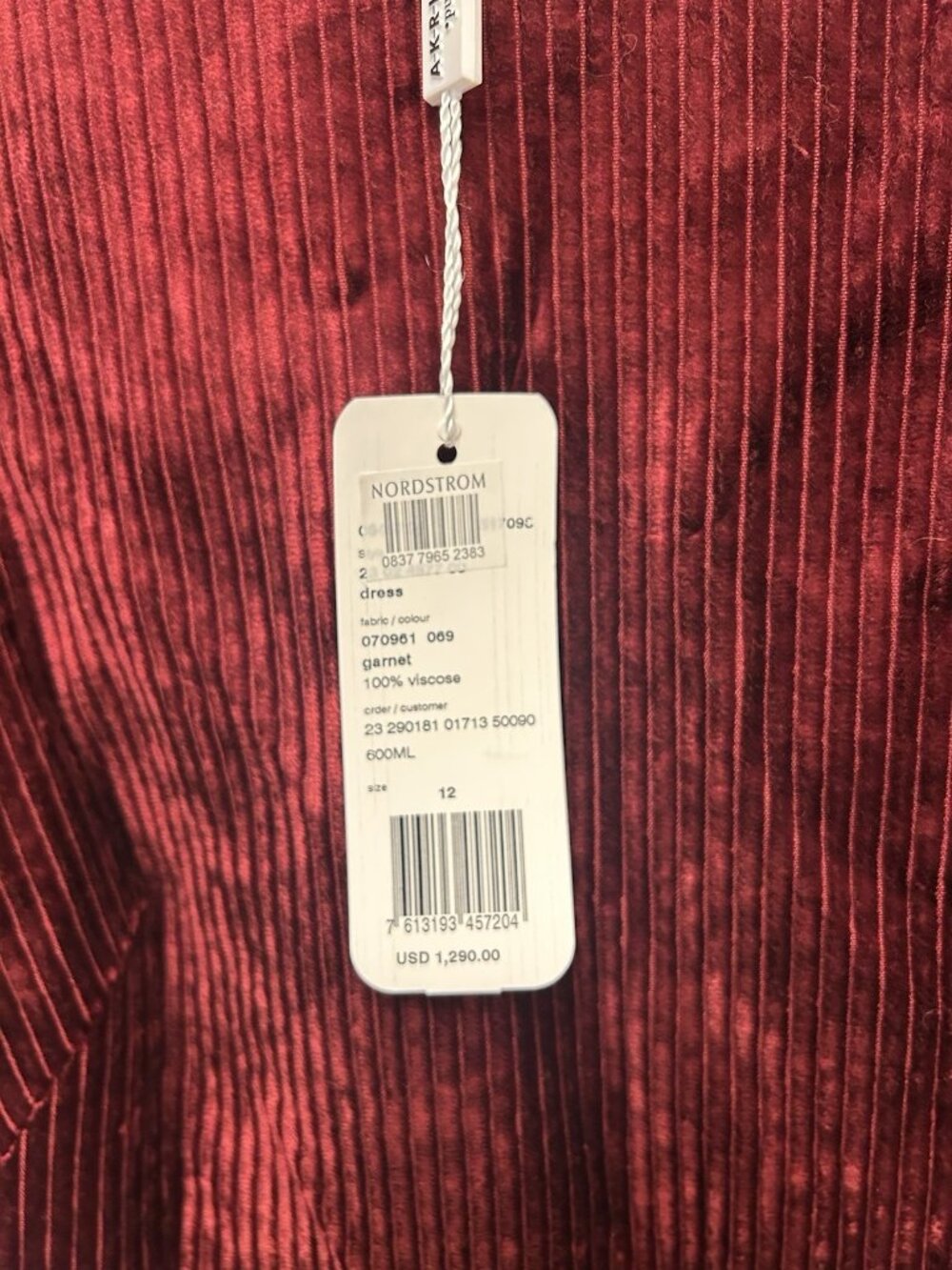 Akris Punto Red Corduroy Puff Sleeve Dress Womens 12 NWT Holiday $1290 Valentine - Picture 5 of 15